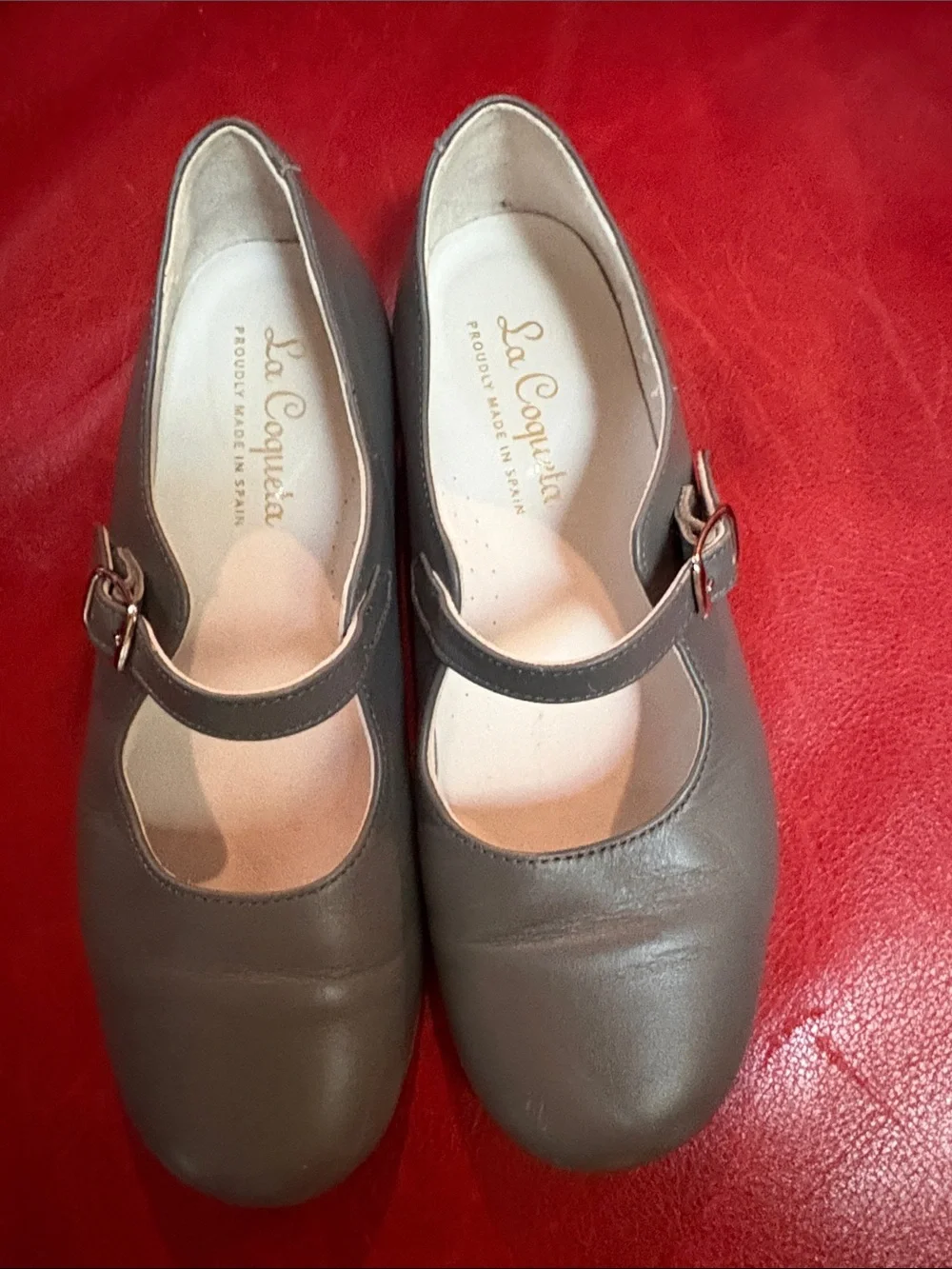 La Coqueta MaryJane leather Gray shoes sz 34